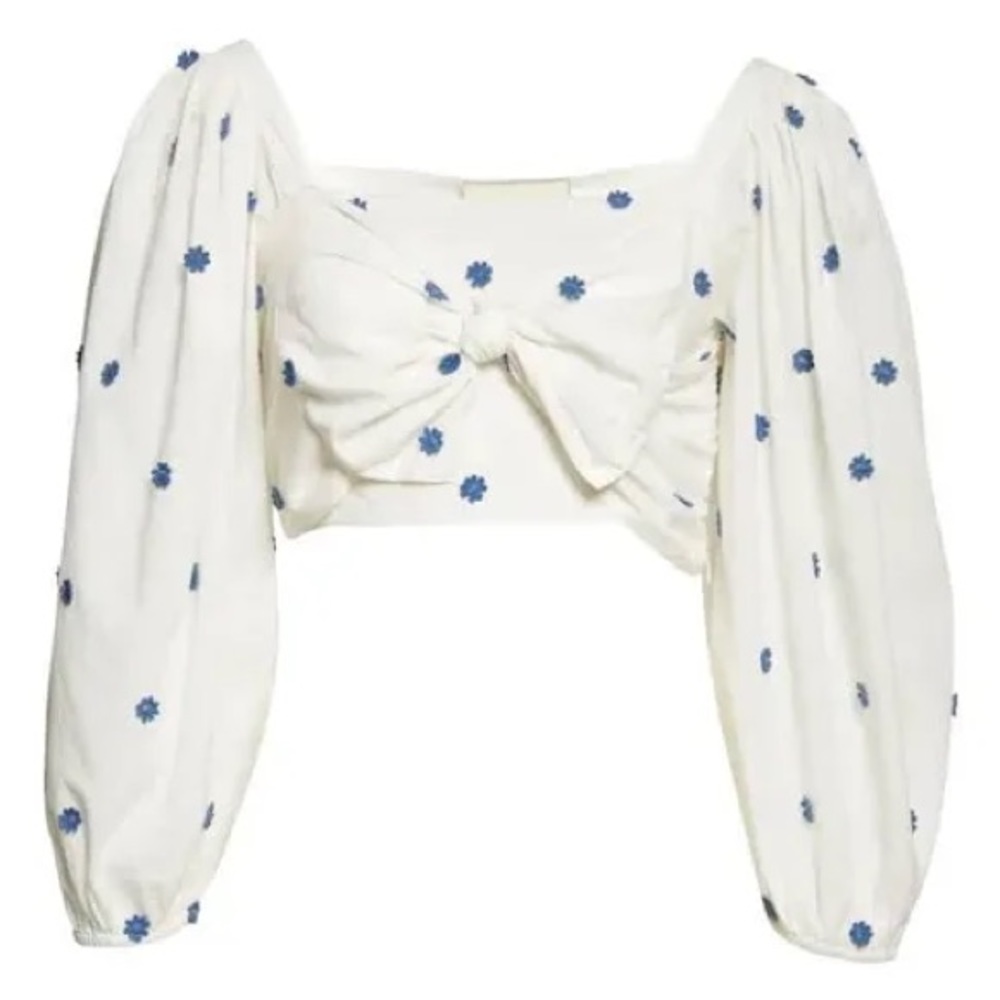 Farm Rio Flower Embroidered Cotton Crop